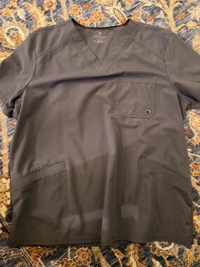 NFINITY V-Neck Scrub Top in Charcoal